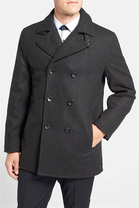 michael kors mens wool blend double breasted peacoat|michael michael kors wool double breasted peacoat .